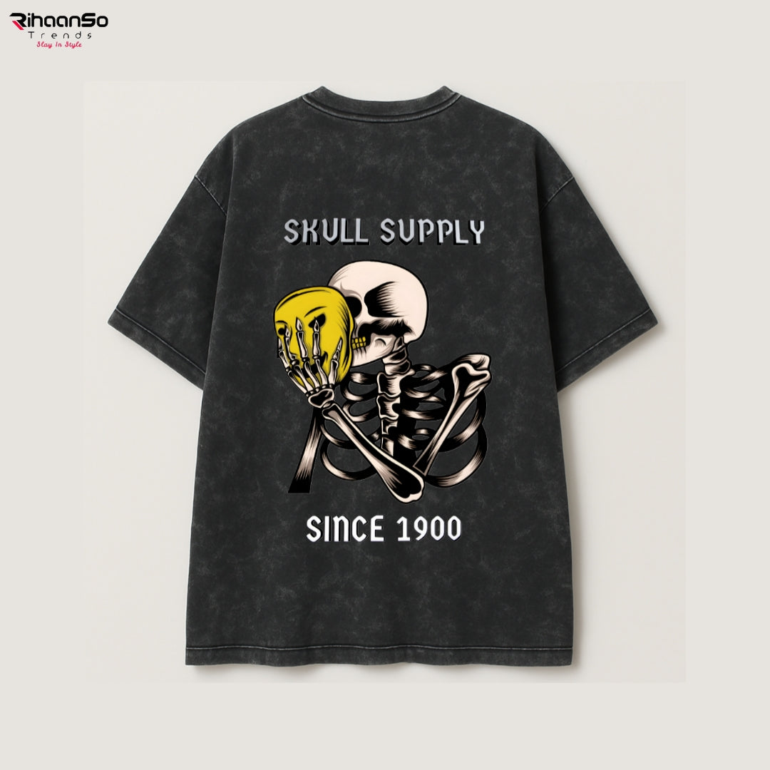 Skull Supply Acid Wash Oversized Tee