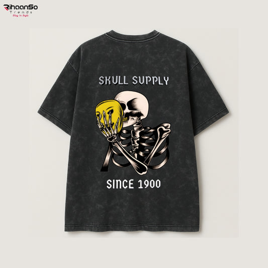 Skull Supply Acid Wash Oversized Tee